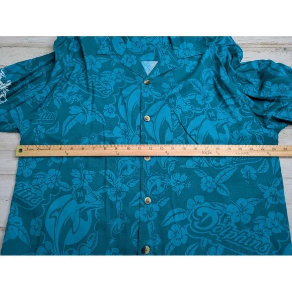 VTG Miami Dolphins Hawaiian Camp‎ Shirt AOP Single Stitch Mens Size Large NFL - Picture 8 of 10
